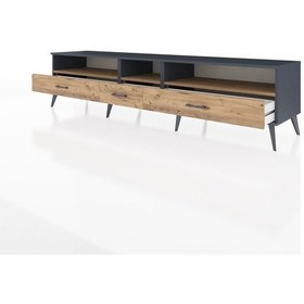 Resim Hyperion Tv Ünitesi 3 Raflı 3 Çekmeceli 220x44x51 Antrasit-çam Atlas Çam/atlas Çam - Antrasıt 