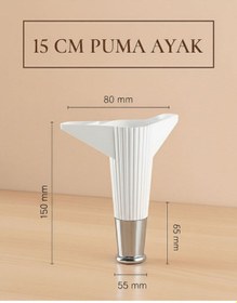 Resim Puma 15 Cm Beyaz-krom Mobilya Kanepe Tv Ünitesi Kosol Ayağı Beyaz-krom 