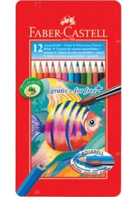 Resim Faber Castell Aquarel Suluboya Kalemi 12 Renk Metal Kutu 