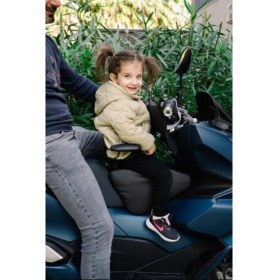 Resim PROVANCE HONDA PCX Motosiklet Çocuk Koltuğu, Siyah Deri, Kollu, 4-8 Yaş Arası, Emniyet Kemerli HEDİYELİ 