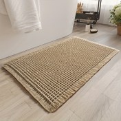 Resim Yumuşak Banyo Paspası, Waffle Dokuma Şekli, Su Emici ve Kaymaz Halı, Ev Banyosu, Yatak Odası, Giriş Halısı, Mutfak, Tuvalet için Uygundur 