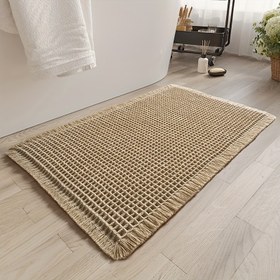 Resim Yumuşak Banyo Paspası, Waffle Dokuma Şekli, Su Emici ve Kaymaz Halı, Ev Banyosu, Yatak Odası, Giriş Halısı, Mutfak, Tuvalet için Uygundur 