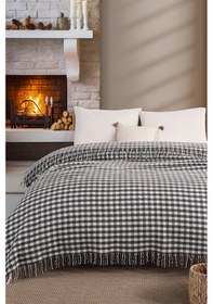 Resim Battaniye Çift Kişilik Akrilik Pamuklu Honey Antrasit 