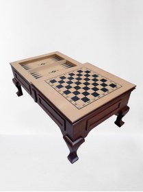 Resim BENGİ TİCARET Orta sehpa 17765 satranç TAVLA Klasik Kayın Aslan Ayak Yakarak nakış El yapım 