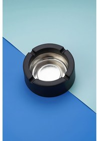 Resim Çelik 9 Cm Siyah Kafe Restaurant Lokanta Yuvarlak Kül Tablası Küllük Mt171sy 