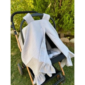 Resim 100pamuk Çok Amaçlı Çift Katlı Çift Kullanımlı Müslin Puset Örtüsü Ve Minder&gri Tsrm 