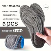 Resim 6 adet/3 çift 5D Hafıza Köpük Tabanlıklar - Nefes Alabilir Petek Tasarım, Ter Emici ve Şok Emici Kemer Destekli Koşu, Spor, Günlük Kullanım için 3-Noktalı Basınçlı - Hafif Ergonomik Masaj Tabanlıkları, Atletler için İdeal Hediye, Atletik Ayak Bakımı | Rahat Ayakkabılar | Esnek Tabanlık, Hafıza Köpüğü Ayakkabılık 