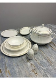 Resim Aryıldız 60 Parça Desire Yemek Takımı Beyaz - Gold 