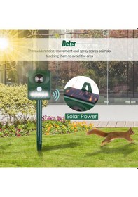 Resim Geeroyoo Güneş Enerjili Ultrasonik Hayvan Kovucu - Hareket Sensörlü, Su Geçirmez, 26ft Menzil 111 Karakter 