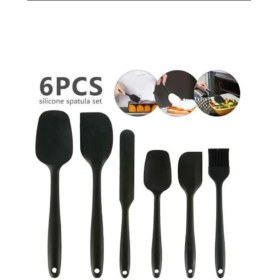 Resim 6lı Yanmaz Yapışmaz Isıya Dayanıklı Mutfak Pasta Slikon Yumurta Fırçası Kaşık Bıçak Spatula Seti 