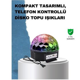 Resim Taşınabilir Rgb Disko Topu Bluetooth Ve Uzaktan Kumanda Özellikli Karışık 