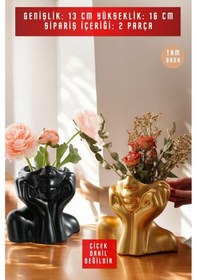 Resim Dekoratif Vazo Seti Obje Ev Dekorasyon Masa Üstü Dekor Vazo Seti Model 28 Siyahgold Siyahgold 