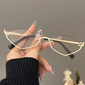 Resim 1 adet Vintage ilhamlı, yarı çerçeveli metal çerçeveli gözlükler, altın tonlu detaylar - Partiler ve festivaller için mükemmel, anti-sis bezli, moda aksesuarları|Yarı çerçeveli gözlükler|Dekoratif lensler 