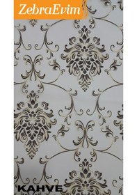 Resim 3Renk Çift Mekanizma Damask Siyah-Krem-Kahve Tül Stor Zebra Perde 