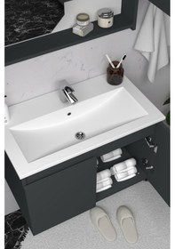 Resim Teta Home Napoli 65 Cm Mdf Banyo Dolabı Seti + Boy Dolabı Antrasit Antrasit 