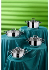 Resim Karaca Sakura PowerSteel 316+ Çelik İndüksiyon Tabanlı 8 Parça Tencere Seti 