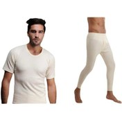 Resim Hasyün Erkek %100 Yün Kısa Kollu Takım Tekli Ekru 