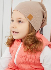 Resim Babygiz Kız Bebek Çocuk Süt Kahve Şapka Bere El Yapımı Rahat Cild Dostu %100 Pamuklu Kaşkorse 