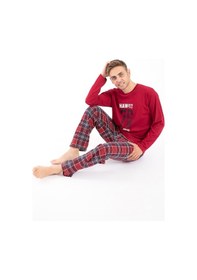 Resim Tampap 2170 Baskılı Uzun Kol Erkek Pijama Takımı Bordo 