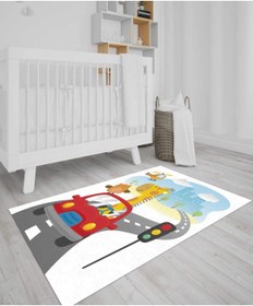 Resim İNCİTEKS Dijital Baskı Dört Mevsim Leke Tutmaz Yıkanabilir Kaymaz Taban Çocuk Ve Bebek Halısı 