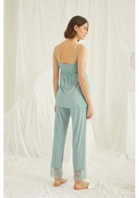 Resim Monamise 18469 Yeşil Hamile Lohusa 3'lü Pijama Sabahlık Tk 001 