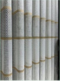 Resim Taç Aplik Örme Tül Perde - Cappuccino 