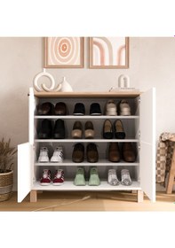 Resim Nord Ayakkabılık Çok Amaçlı Dolap 4 Kapaklı Ahşap Ayaklı Sepet-beyaz Nd1-sw Beyaz 