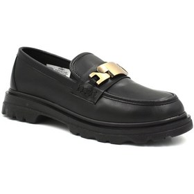 Resim Beyaz Park Moda Toka Detaylı Poli Hafif Taban Günlük Kadın Loafer Ayakkabı Siyah Siyah 