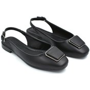 Resim Beyaz Park Moda Burnu Kapalı Toka Detaylı Kaadın Babet Siyah Siyah 