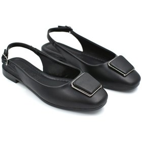 Resim Beyaz Park Moda Burnu Kapalı Toka Detaylı Kaadın Babet Siyah Siyah 