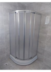 Resim Nokta Duşakabin Mika Plastik Camlı Duşakabin Oval Duştekneli Şeffaf 