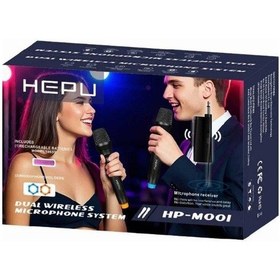 Resim Hepu Hp-m001 Çift El Uhf Kablosuz Telsiz Mikrofon 