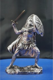 Resim Antik Yunan Mitolojisi Achilles Aşil Heykel Biblo Savaşçı Ruhun Simgesi Dekoratif Aksesuar 25 Cm Gümüş 