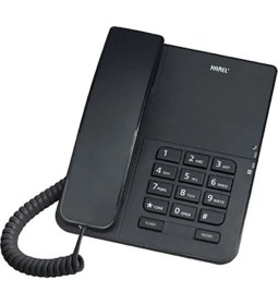 Resim Karel Tm140 Siyah Analog Kablolu Telefon Ergonomik Tasarım ile Duvara Monte Edilebilir 