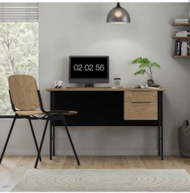 Resim Focus Çalışma Masası Florida Meşe - Siyah 130x75x60 Cm Meşe 