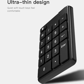 Resim Kablosuz Sayısal Tuş Takımı BT5.1 Sayısal Ped 19 Tuşlar Ultra-ince Tasarım Taşınabilir Mini Numpad Ergonomik tasarım Dizüstü Masaüstü, PC, Dizüstü Bilgisayar için Sessiz Sayısal Ped Siyah 