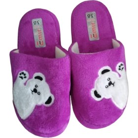 Resim Selda Akyol Arslan Bayan Ev Terliği Panda Desenli Eflatun 