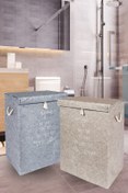 Resim Pazar Kapısı 2 Adet Keçe Kapaklı Çok Amaçlı Mega Kutu Kirli Çamaşır Sepeti Set 55x41x30 Cm 