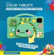 Resim FaroxTech Çocuklar İçin 7'' HD Dino Tablet | 5MP + 8MP Çift Kamera, Eğitici Oyunlar, Dayanıklı Silikon Kılıf 
