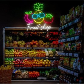Resim Fruit Shop Yazılı Ve Şekilli Neon Tabela Çok Renkli 