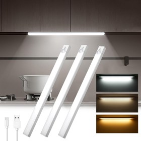 Resim NBBUFF 50cm-10cm USB-Tip-C Şarj Edilebilir LED Manyetik Hareket Sensörlü Gece Lambası - 3 Renk Sıcaklıkları, Adım Adım Karartma, Alacakaranlık'tan Şafağa Fotokel, Taşınabilir ve Kablosuz, Dolap, Gardırop, Ofis ve Okuma Işıkları için Yapışkanlı 