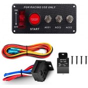 Resim 5 İn 1 12v Araba Yarışı Ateşleme Anahtarı Paneli, Anahtar Ve Motor Çalıştırma Düğmesi Ve Röle Kablo Demeti İle 