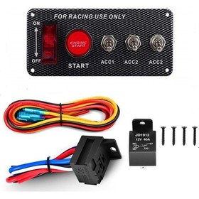 Resim 5 İn 1 12v Araba Yarışı Ateşleme Anahtarı Paneli, Anahtar Ve Motor Çalıştırma Düğmesi Ve Röle Kablo Demeti İle 