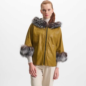 Resim Sarı Kürk - Deri Kadın Kürk Mont - K22IDM320266-Q9U 