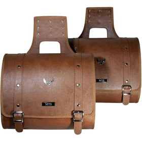Resim MOTOANL Motosiklet Deri Yan Çanta Takım Chopper Kahverengi Model Motor Çantası 