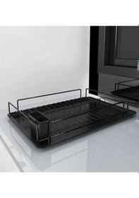 Resim Tek Katlı Mat Siyah Tabaklık Bulaşıklık Tezgah Üstü Bulaşık Kurutmalık Mat Siyah 