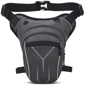 Resim Xindoker Motorcycle Erkek Bacak Çantası - Su Geçirmez, li, 3 Fermuarlı Cep, Reflektörlü, Kulaklık Jackli, Gri Koyu Gri 