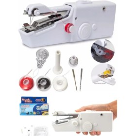 Resim Stitch Mini Dikiş Makinası Pratik Pilli El Dikiş Makinesi 