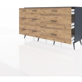 Resim Kronos Konsol 9 Çekmeceli 176x59x99 Antrasit-antrasit/çam Antrasıt/atlas Çam - Antrasıt 