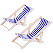 Resim 2 Adet 1:12 Plaj Şezlong Simülasyon Modeli Açık Plaj Sahne Çekim Sahne Katlanabilir 